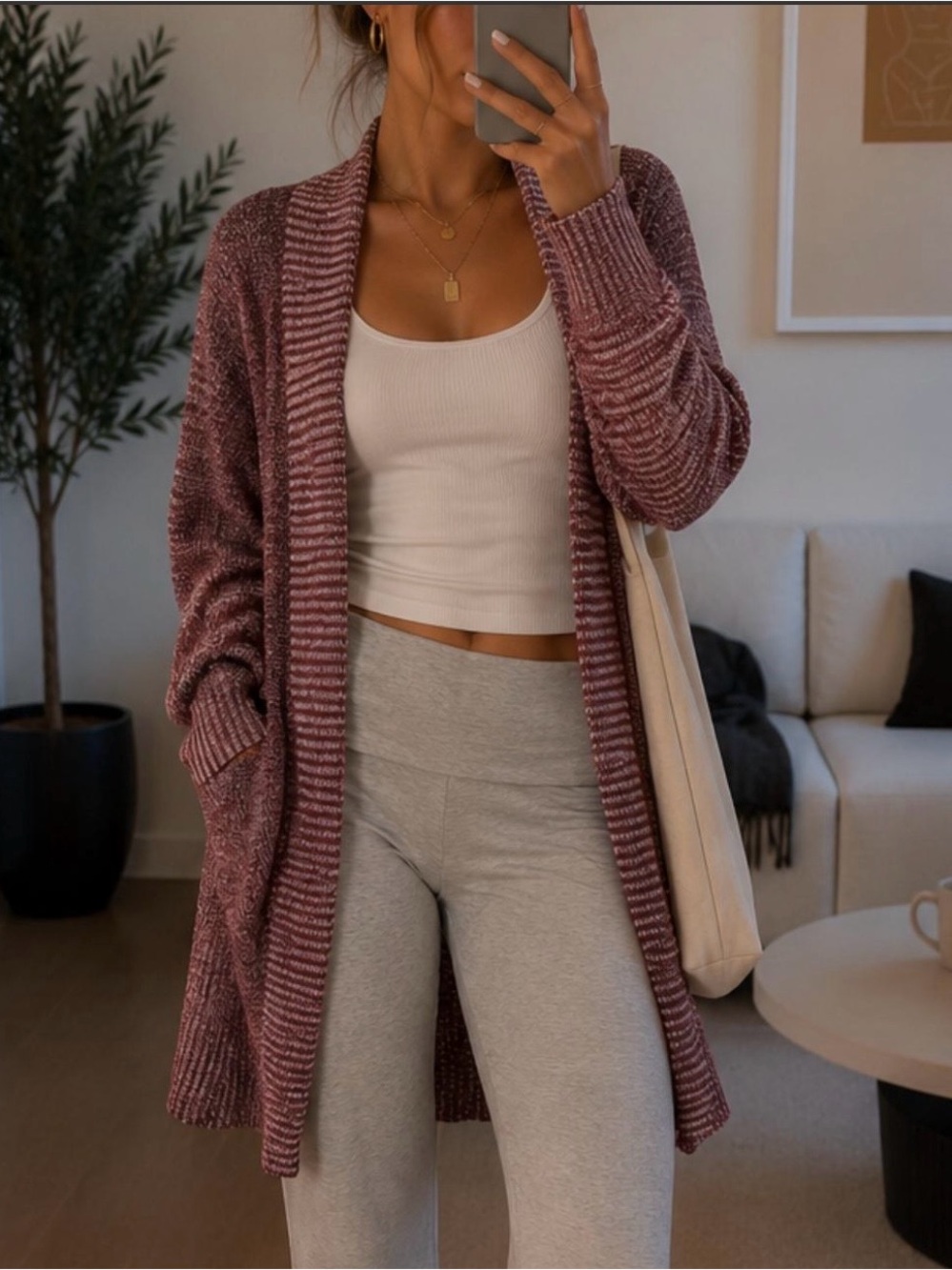 Abercrombie & Fitch Dusty Mauve Open-Front Cardigan
